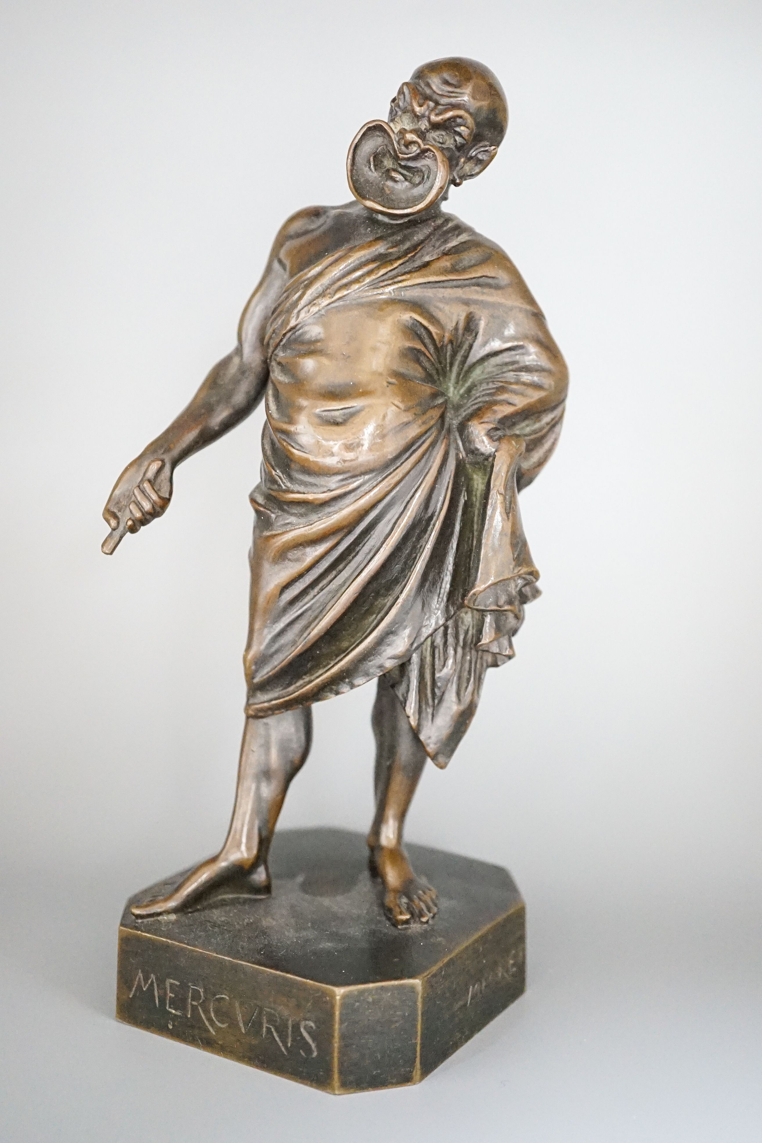 A bronze figure, Mercuris, signed ‘MECVRIS’ 18cm